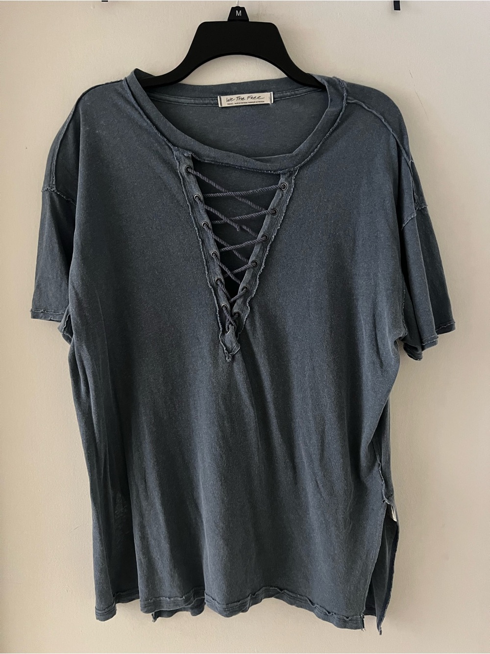 Free People Lace-Up V-Neck Tee